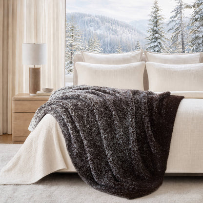 Ombre Knit Faux Fur Gradient Throw