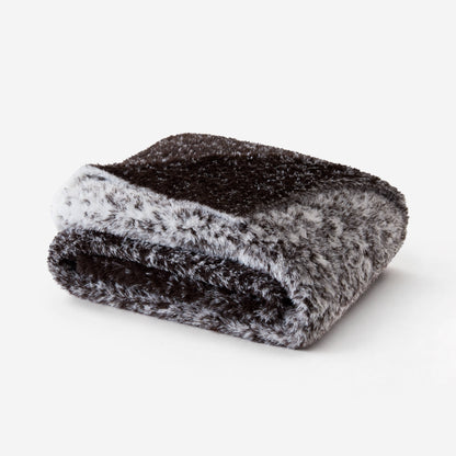 Ombre Knit Faux Fur Gradient Throw