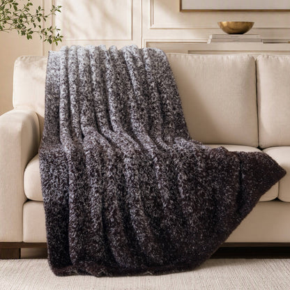 Ombre Knit Faux Fur Gradient Throw