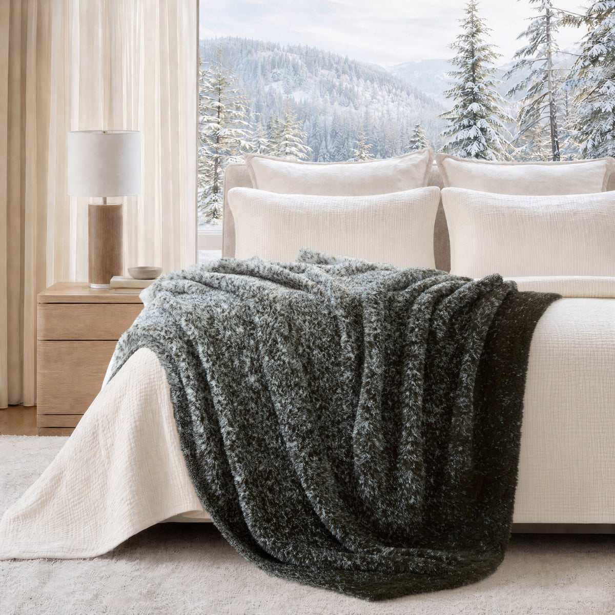 Ombre Knit Faux Fur Gradient Throw