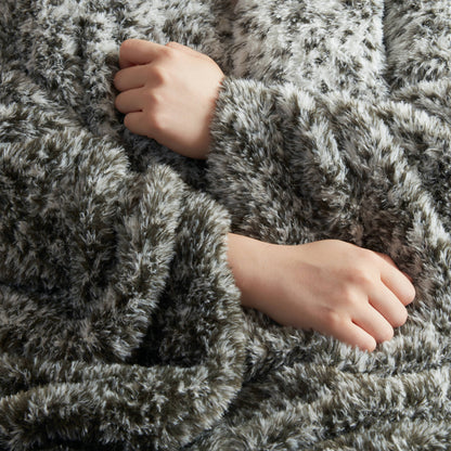 Ombre Knit Faux Fur Gradient Throw
