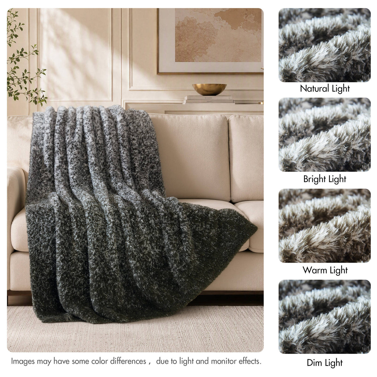 Ombre Knit Faux Fur Gradient Throw
