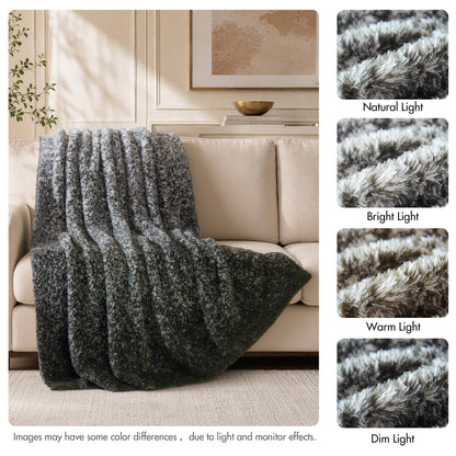 Ombre Knit Faux Fur Gradient Throw