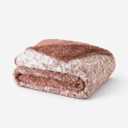 Ombre Knit Faux Fur Gradient Throw