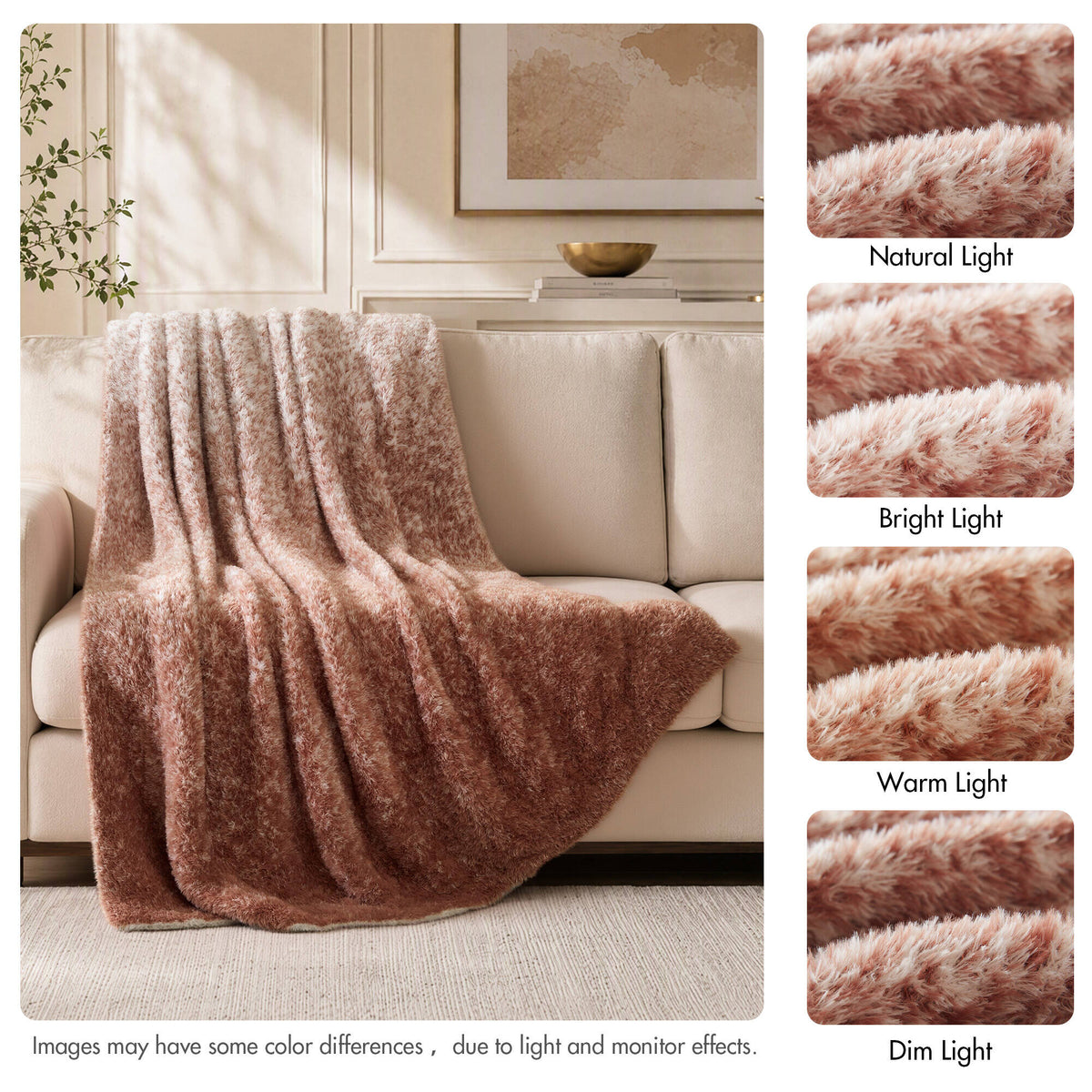Ombre Knit Faux Fur Gradient Throw