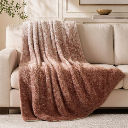 Ombre Knit Faux Fur Gradient Throw