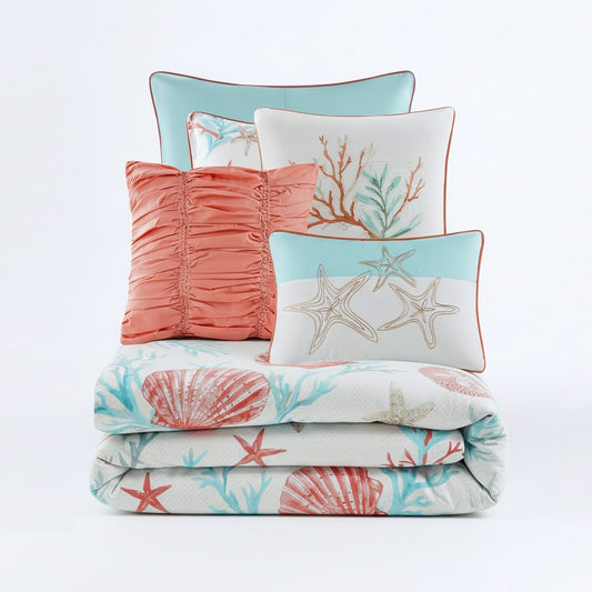 Pebble Beach 6 Piece Cotton Sateen Duvet Cover Set