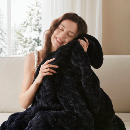 Ruched Fur Throw
