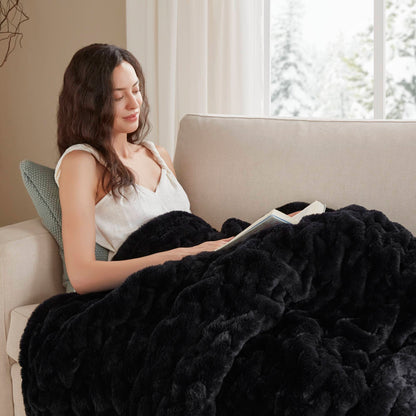 Ruched Fur Throw