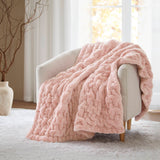 Ruched Fur 100% Polyester Real Tie Dye Throw