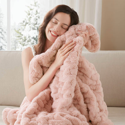 Ruched Fur Throw