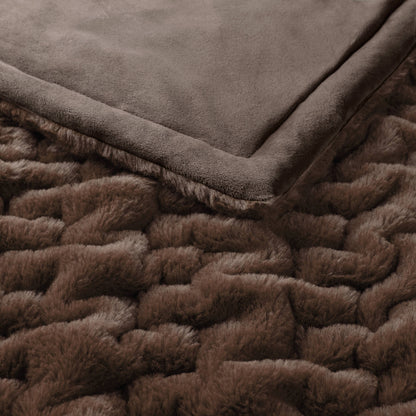 Ultra Soft Ruched Faux Fur Throw Blanket
