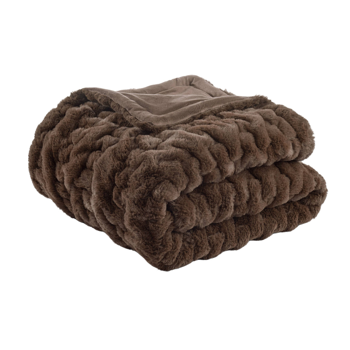 Ultra Soft Ruched Faux Fur Throw Blanket