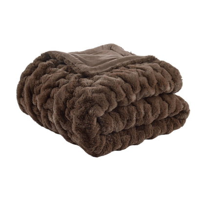 Ultra Soft Ruched Faux Fur Throw Blanket