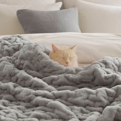 Ruched Fur Throw