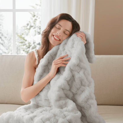 Ruched Fur Throw