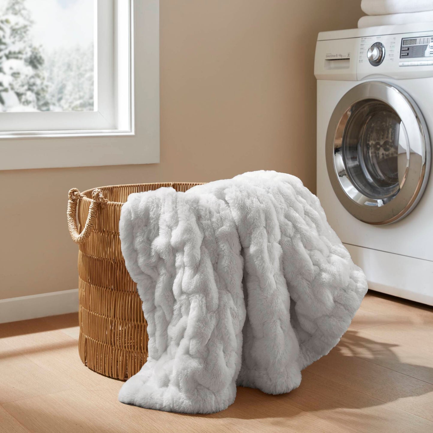 Ruched Fur Throw