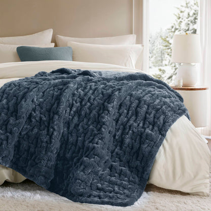 Ruched Fur Throw