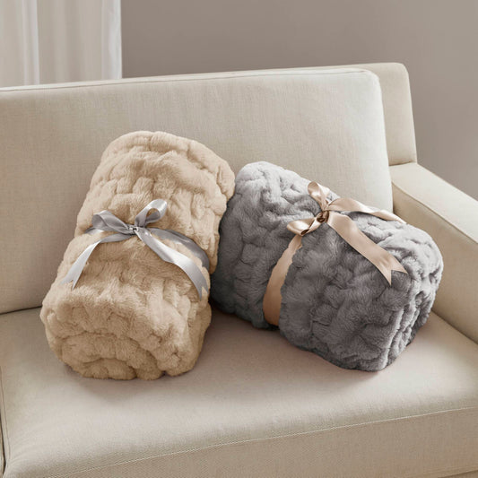 Ruched Fur Throw