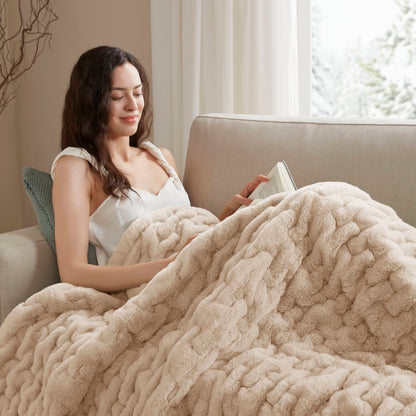 Ruched Fur Throw