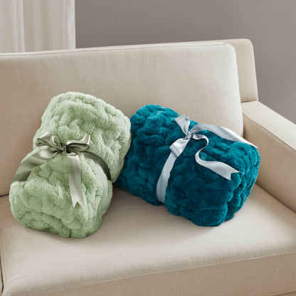 Ultra Soft Ruched Faux Fur Throw Blanket
