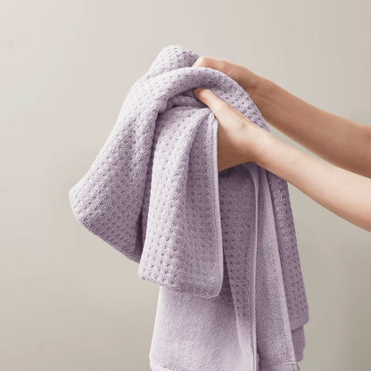 Spa Waffle Cotton Waffle Jacquard Antimicrobial Bath Towel 6-Piece Set