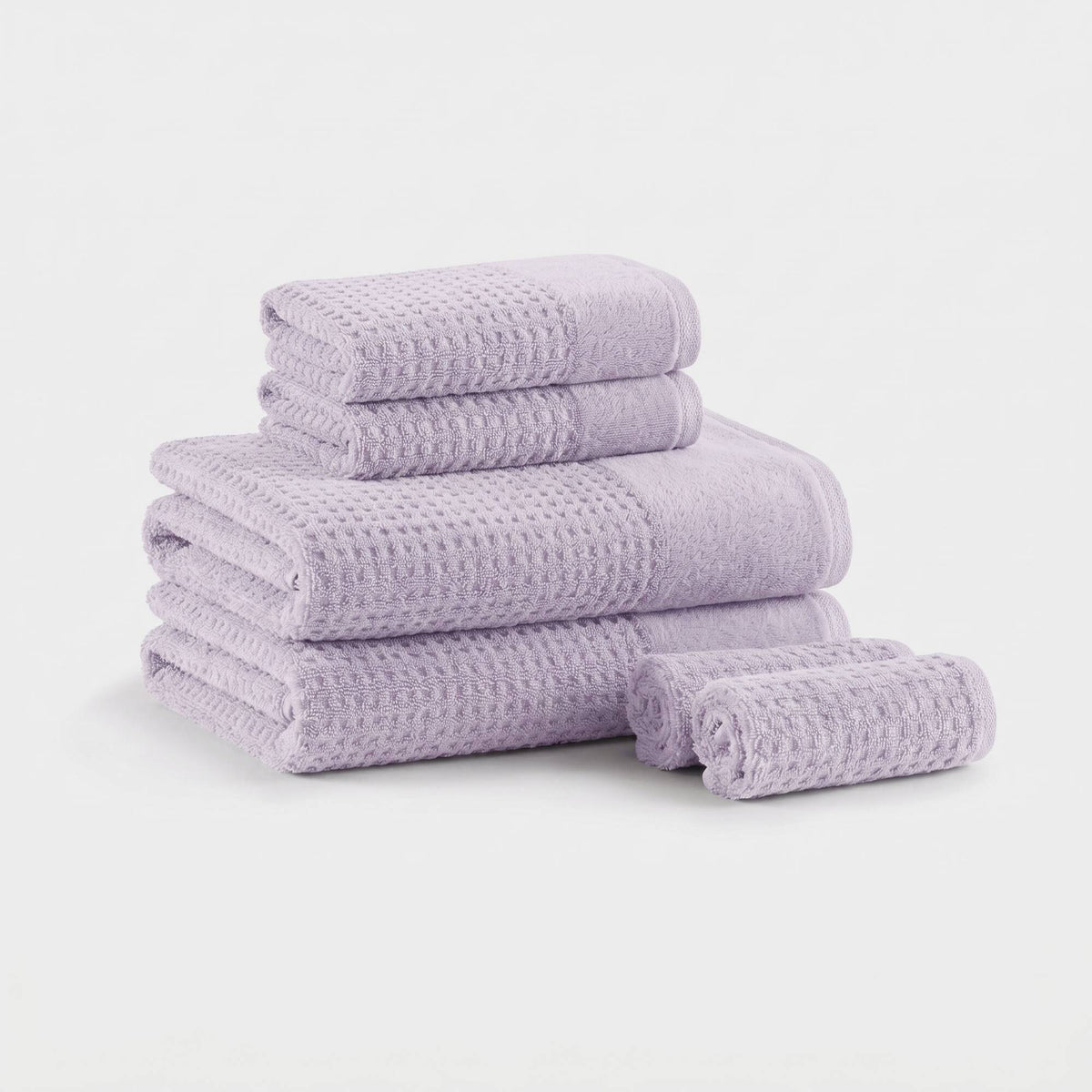 Spa Waffle Cotton Waffle Jacquard Antimicrobial Bath Towel 6-Piece Set