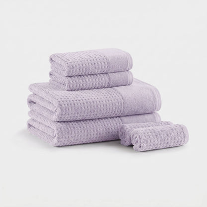 Spa Waffle Cotton Waffle Jacquard Antimicrobial Bath Towel 6-Piece Set