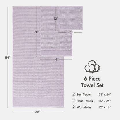 Spa Waffle Cotton Waffle Jacquard Antimicrobial Bath Towel 6-Piece Set