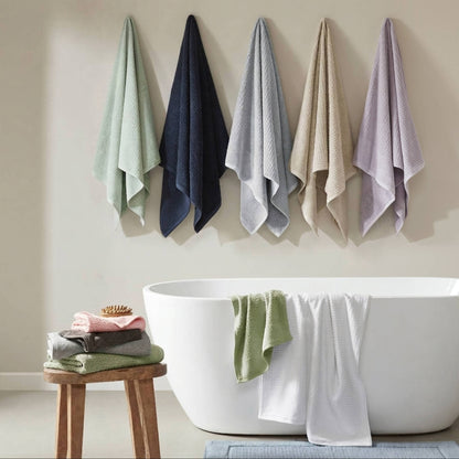 Spa Waffle Cotton Waffle Jacquard Antimicrobial Bath Towel 6-Piece Set