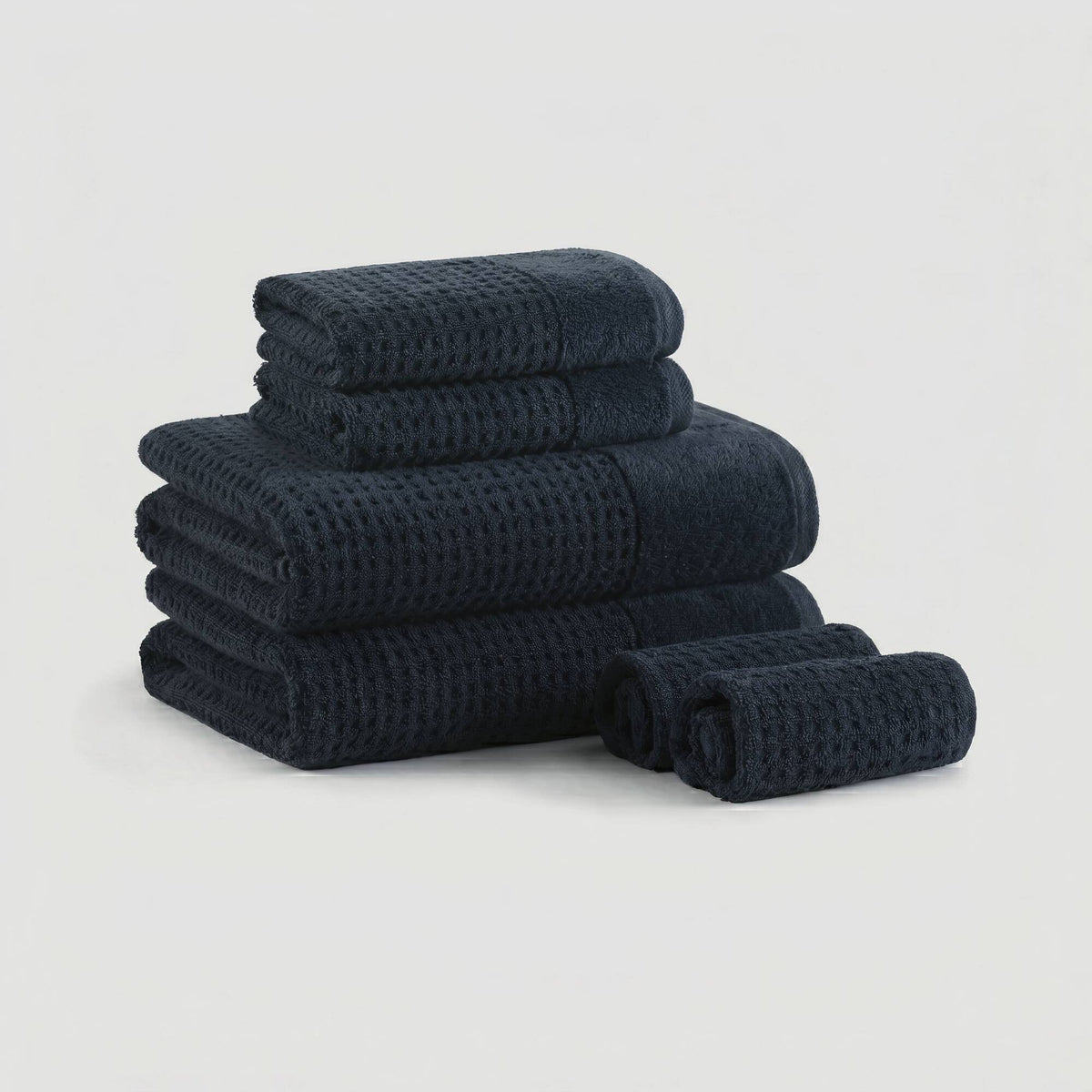 Spa Waffle Cotton Waffle Jacquard Antimicrobial Bath Towel 6-Piece Set