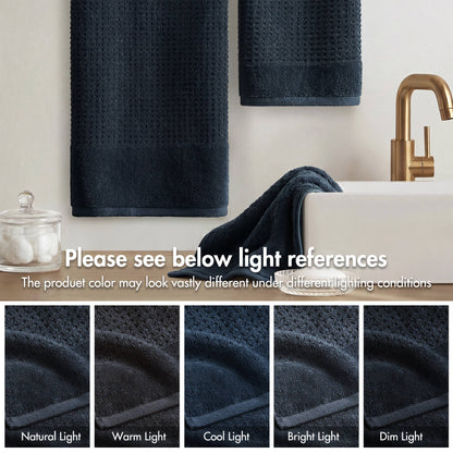 Spa Waffle Cotton Waffle Jacquard Antimicrobial Bath Towel 6-Piece Set