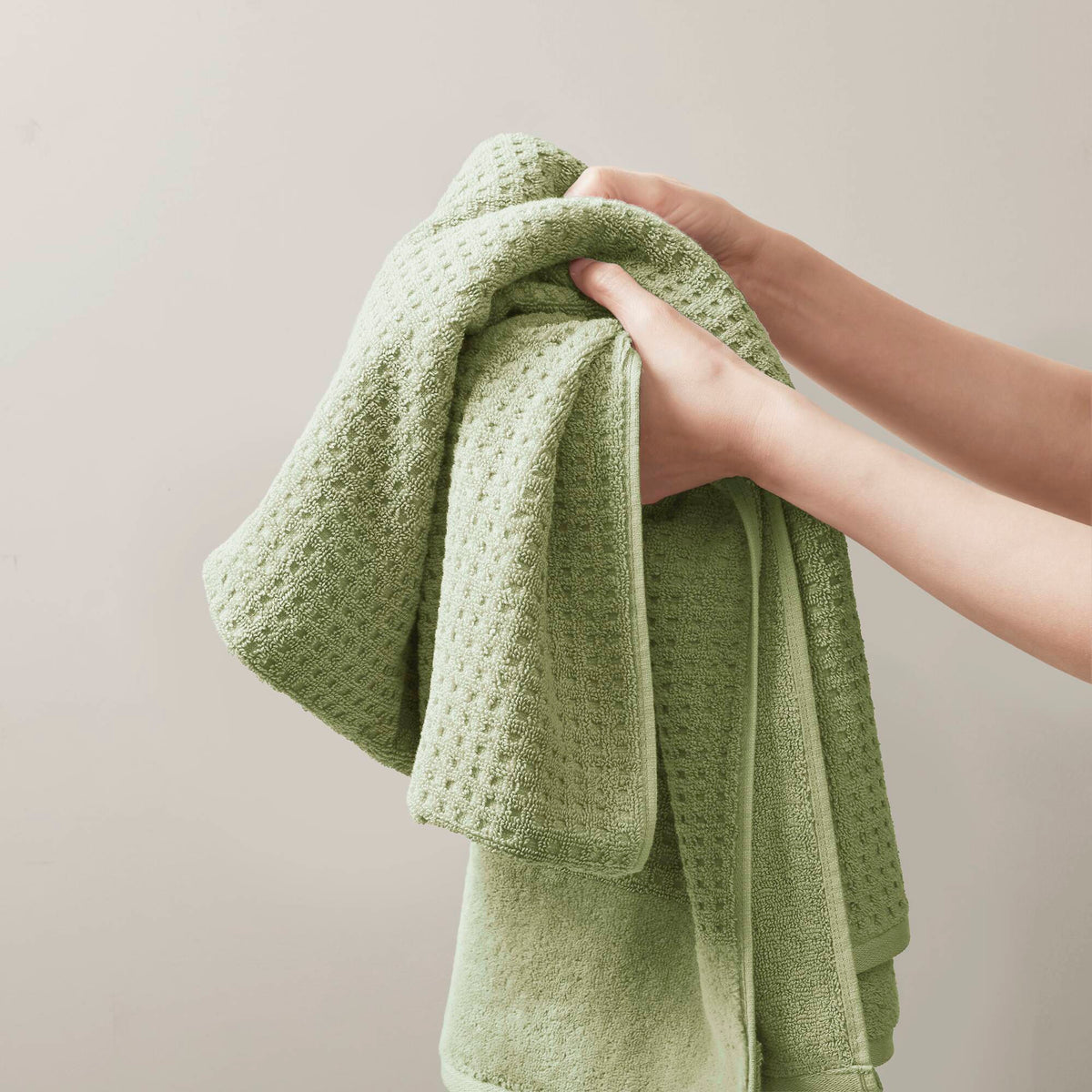 Spa Waffle Cotton Waffle Jacquard Antimicrobial Bath Towel 6-Piece Set