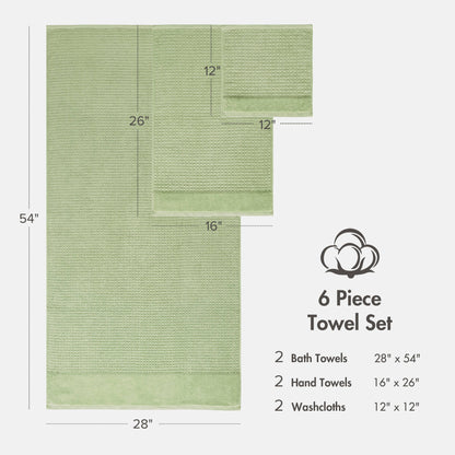 Spa Waffle Cotton Waffle Jacquard Antimicrobial Bath Towel 6-Piece Set