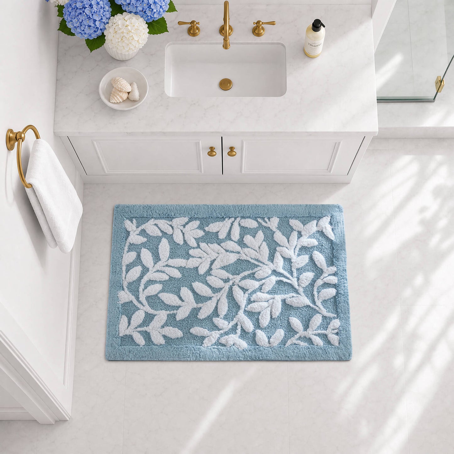 Serene Cotton Floral Tufted Bath Rug
