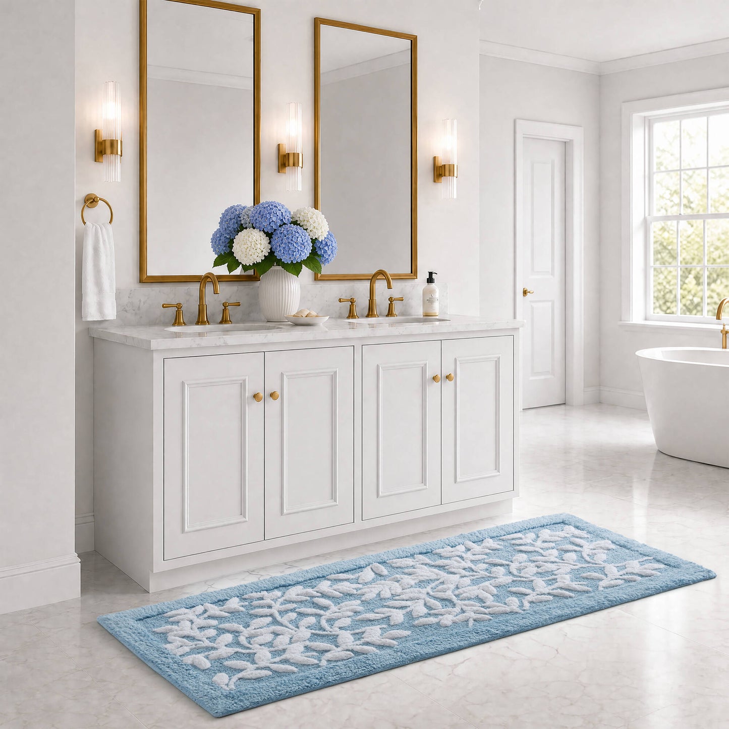 Serene Cotton Floral Tufted Bath Rug