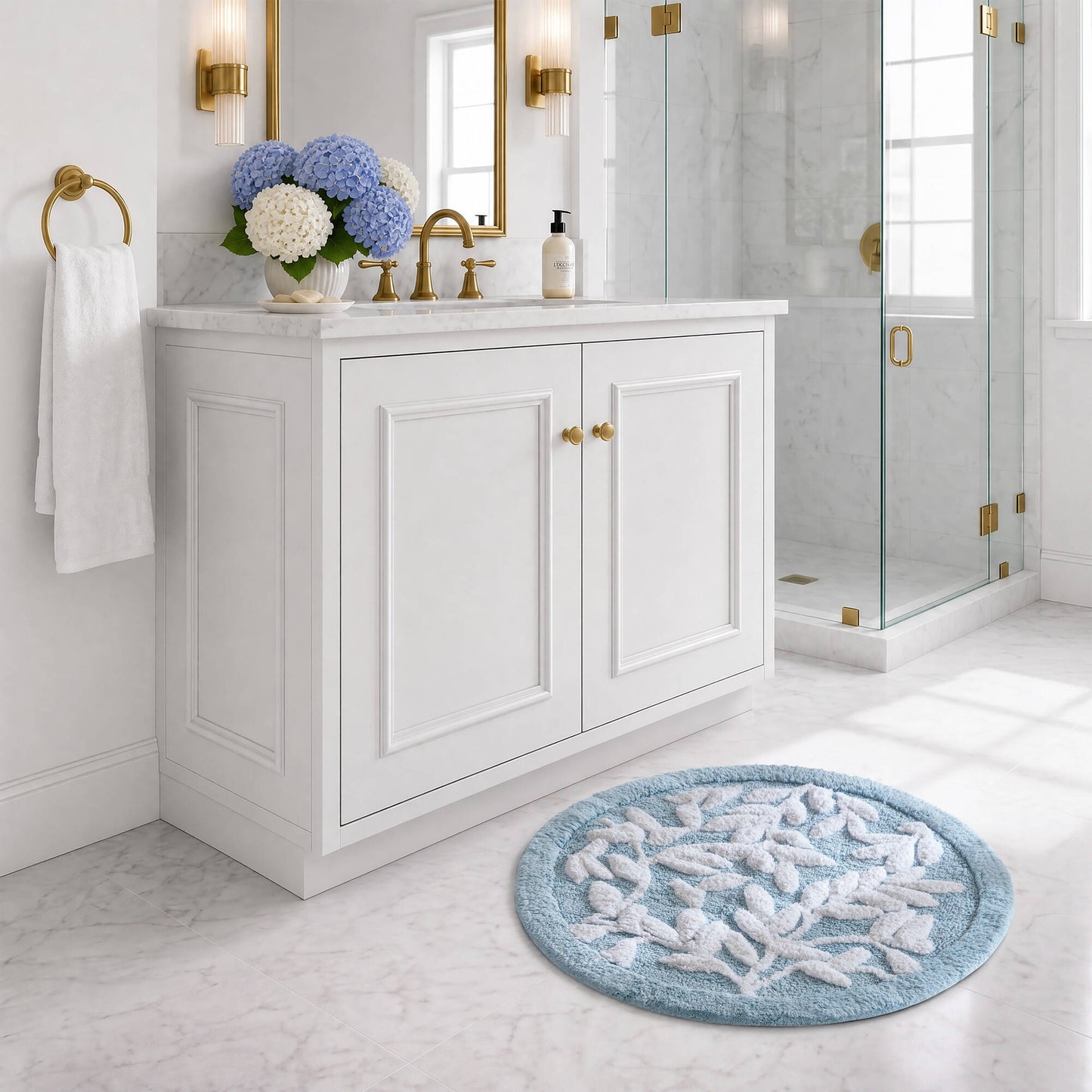 Serene Cotton Floral Tufted Bath Rug