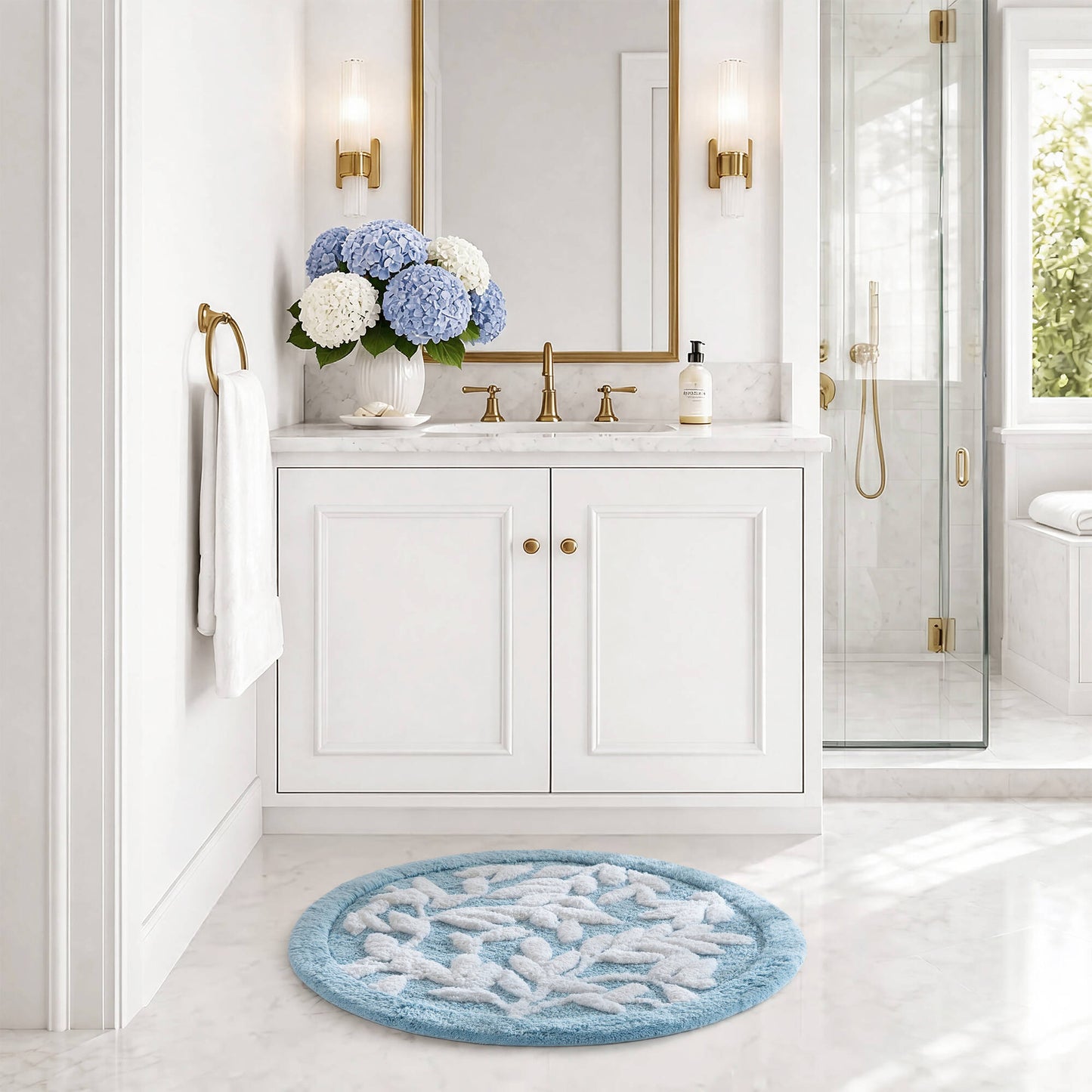 Serene Cotton Floral Tufted Bath Rug