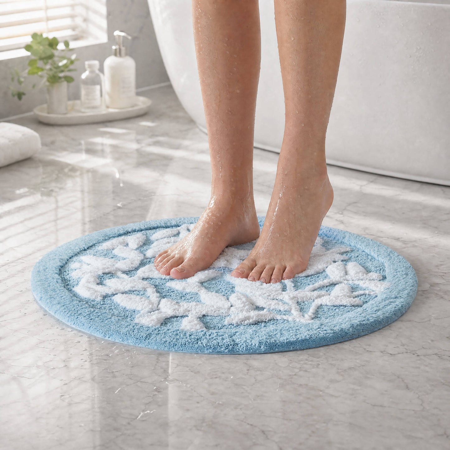 Serene Cotton Floral Tufted Bath Rug