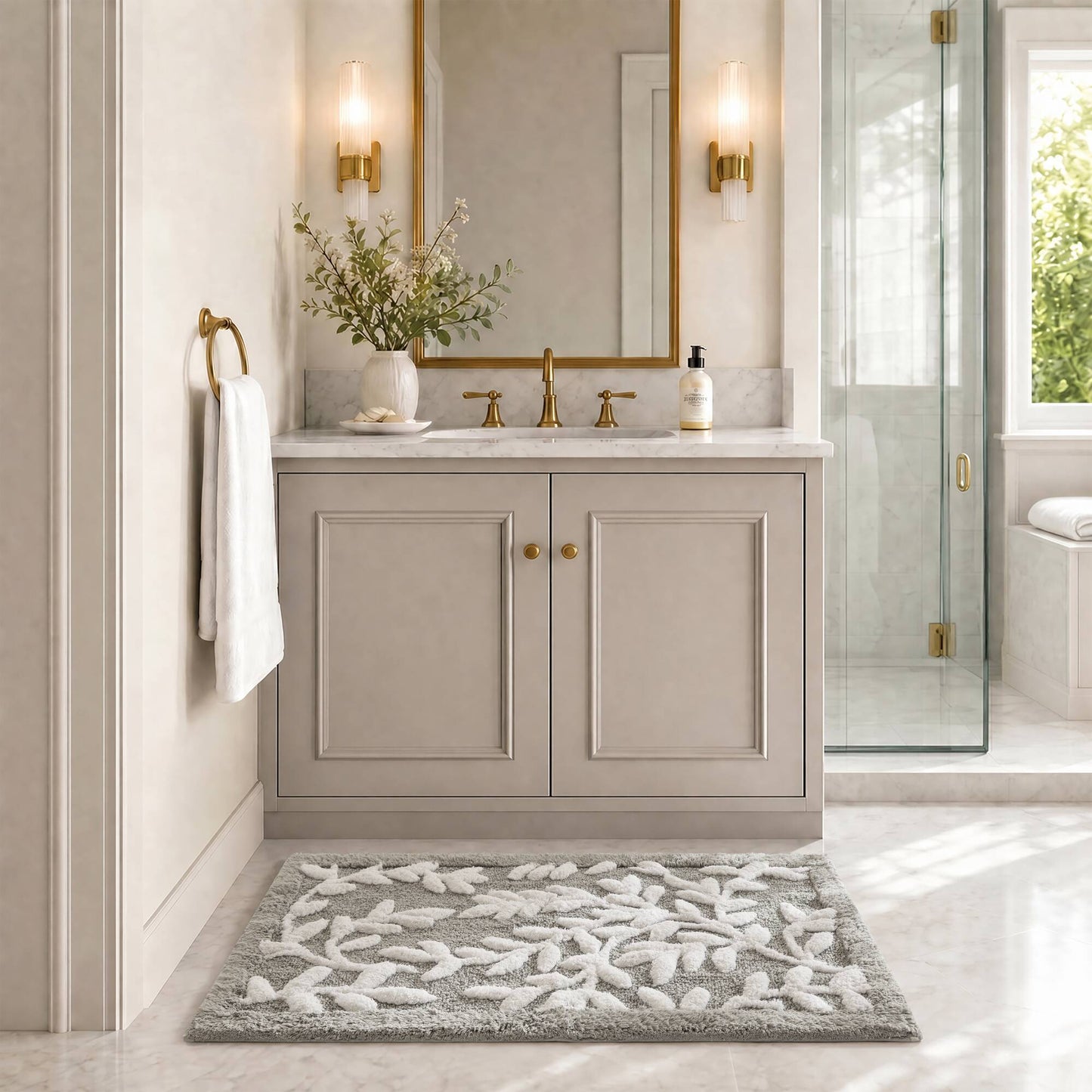 Serene Cotton Floral Tufted Bath Rug