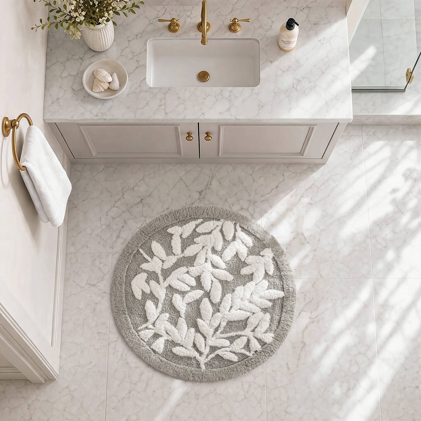 Serene Cotton Floral Tufted Bath Rug