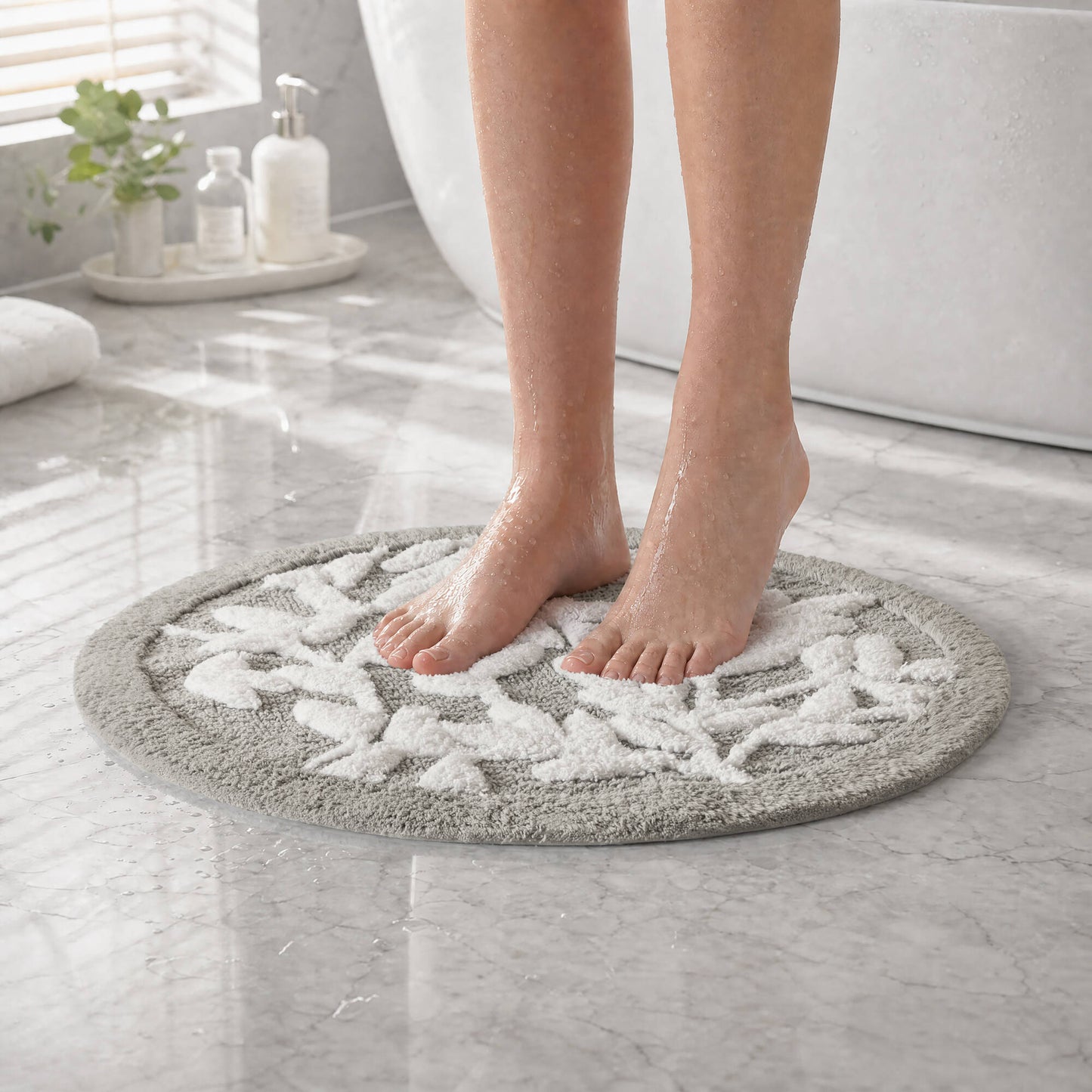 Serene Cotton Floral Tufted Bath Rug