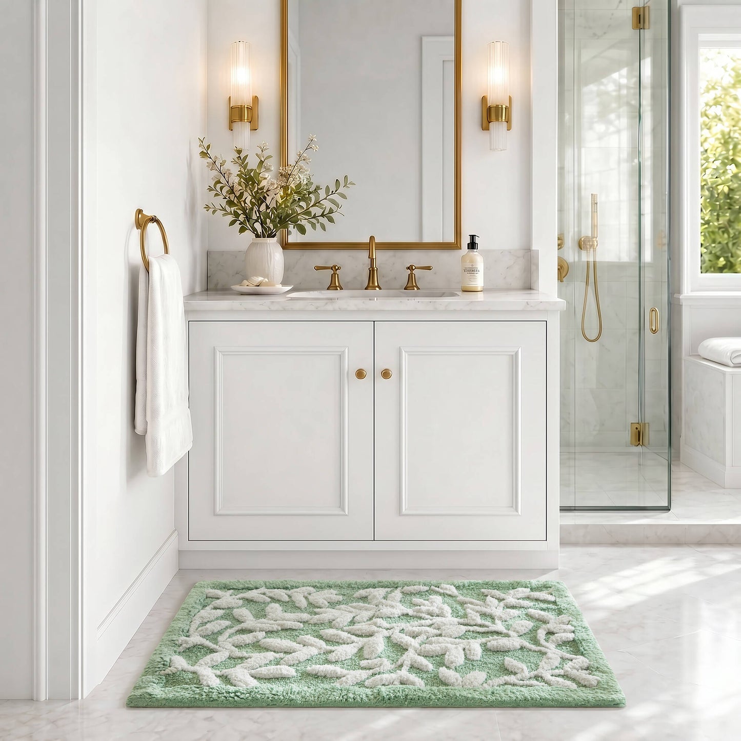 Serene Cotton Floral Tufted Bath Rug