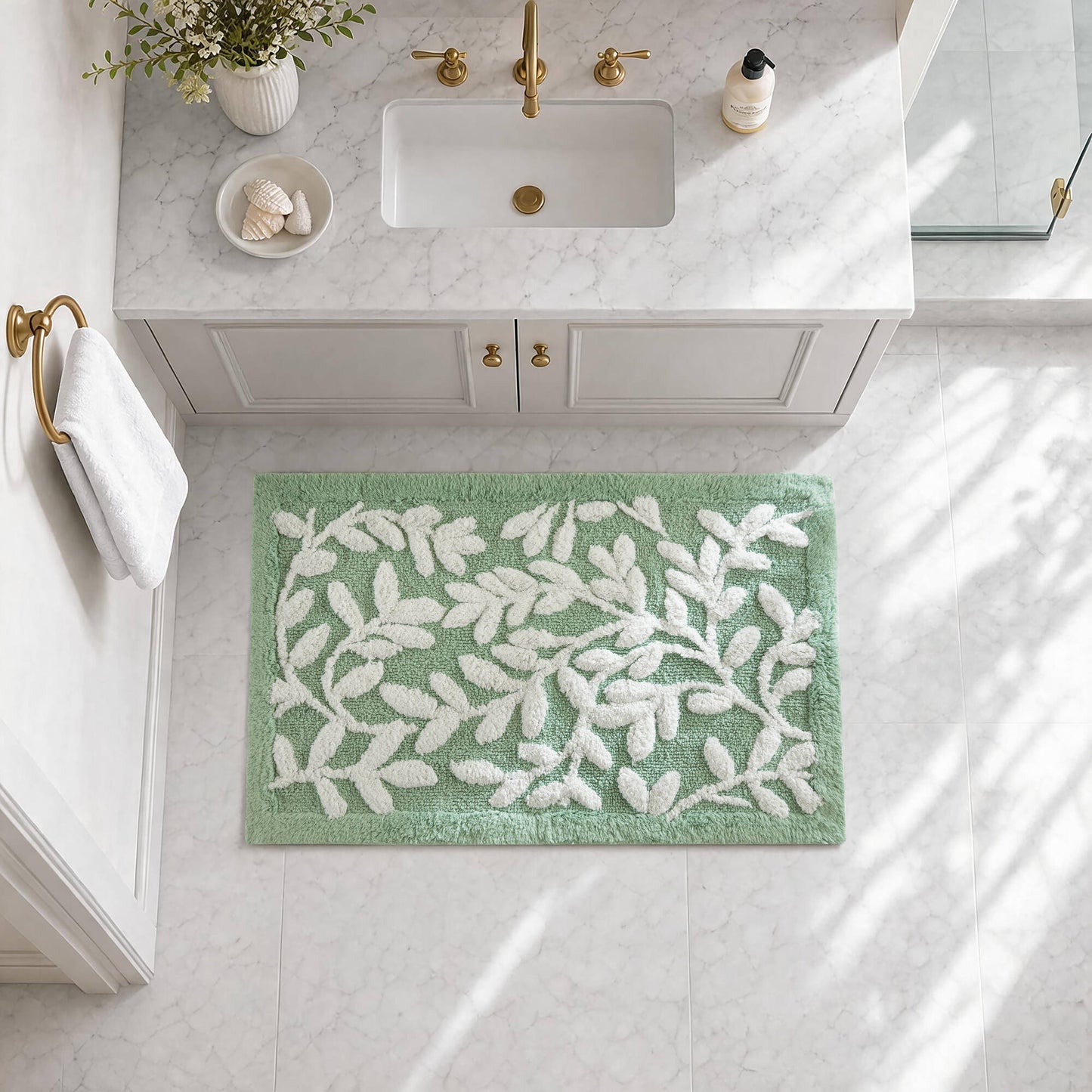 Serene Cotton Floral Tufted Bath Rug