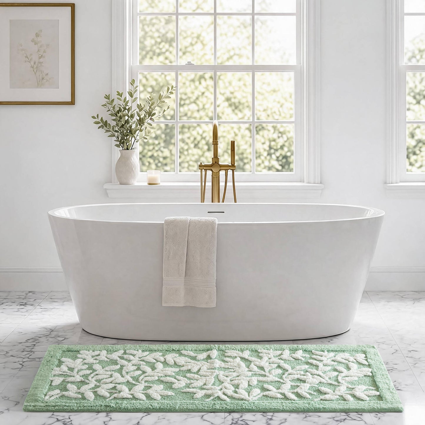 Serene Cotton Floral Tufted Bath Rug