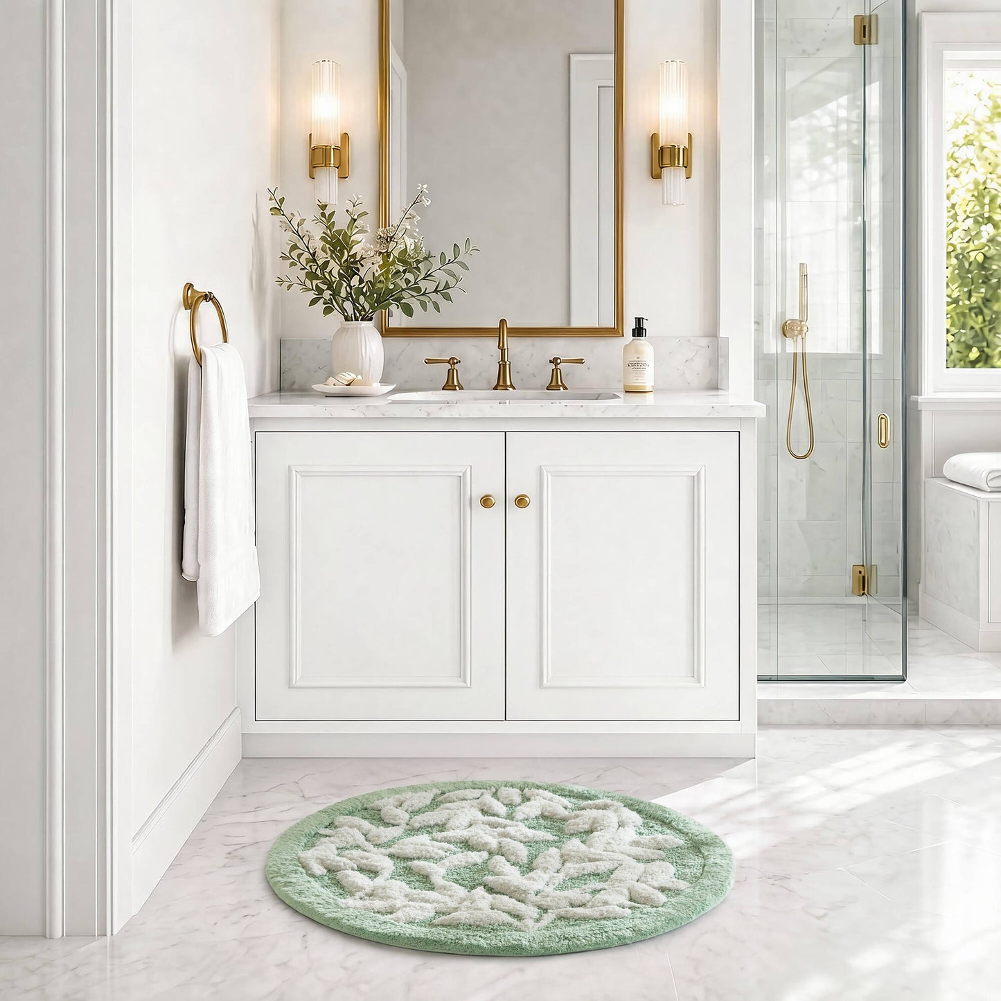 Serene Cotton Floral Tufted Bath Rug