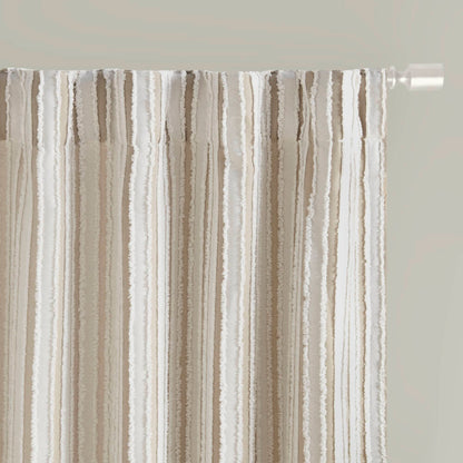 Taylor Clipped Jacquard Light Filtering Rod Pocket/Back Tab Single Curtain Panel