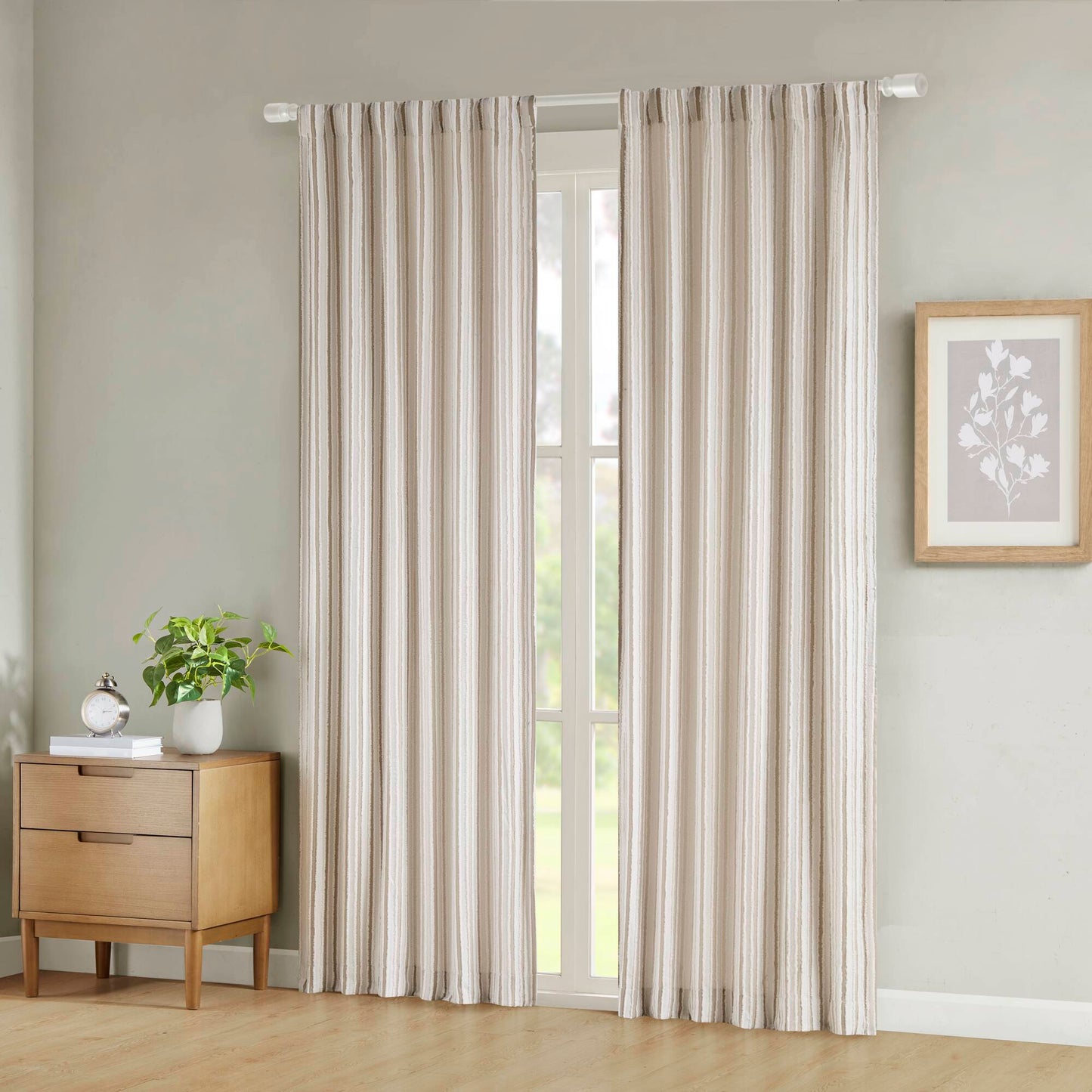 Taylor Clipped Jacquard Light Filtering Rod Pocket/Back Tab Single Curtain Panel