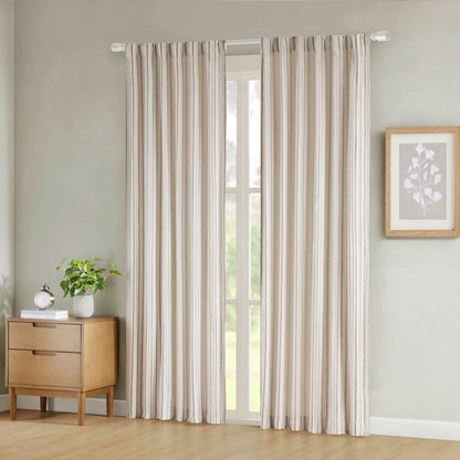 Taylor Clipped Jacquard Light Filtering Rod Pocket/Back Tab Single Curtain Panel