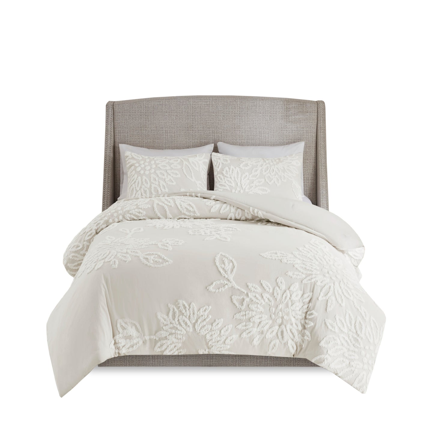 Veronica 3 Piece Tufted Cotton Chenille Floral Comforter Set